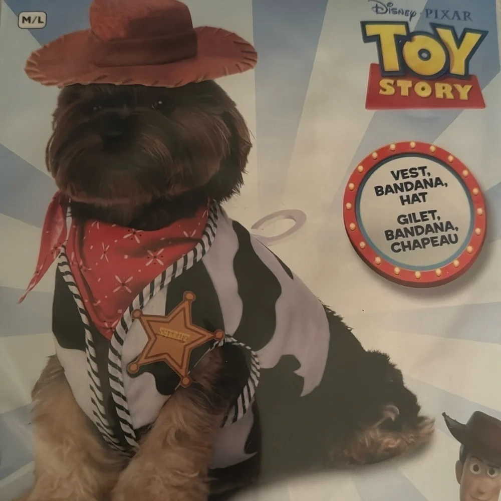Disney Pixar Toy Story Woody Vest Hat Bandana Halloween Dog Costume Per Apparel